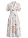 1950s-Lapel-Floral-Hummingbird-Print-Ruched-Waist-Dress, vintage, retro, dress