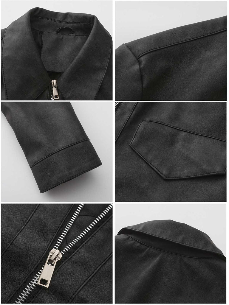 1950s Lapel Leather Long Sleeve Jacket - vintage fashion, retro style