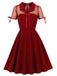 1950s Lapel Mesh Patchwork Swing Dress - vintage dress, retro fashion, rockabilly