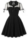 1950s Lapel Mesh Patchwork Swing Dress - vintage dress, retro fashion, rockabilly