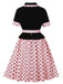 1950s Lapel Polka Dot Patchwork Swing Belted Dress - vintage dress, retro fashion, rockabilly