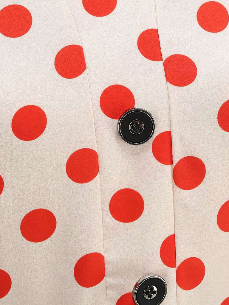 1950s Lapel Polka Dots Bow Swing Dress — a 1950s silhouette that turns sidewalks into runways