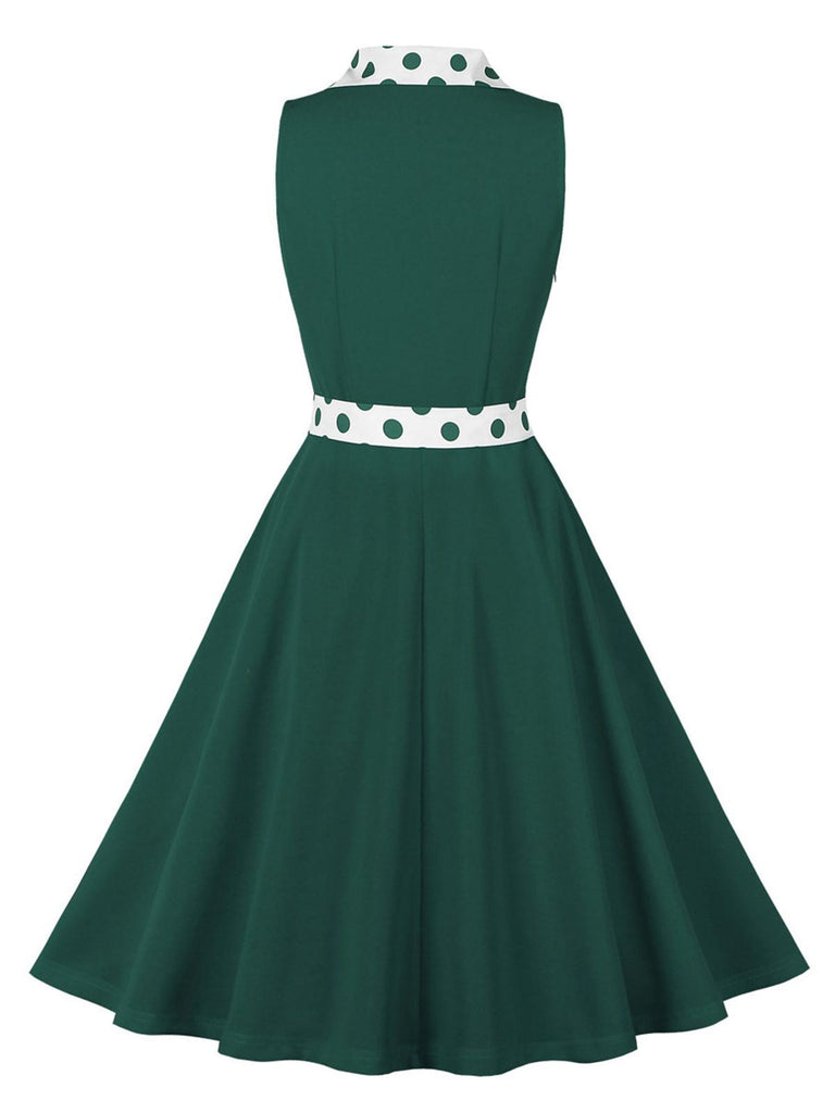 1950s Lapel Polka Dots Sleeveless Belted Dress, vintage dress, retro fashion, rockabilly, pin-up fashion - perfect for women who love vintage and retro fashion