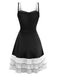 1950s Layered Hem Contrast Bow Strap Dress - vintage dress, retro fashion, rockabilly