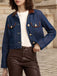 1950s Leather Collar Pocket Denim Jacket - vintage fashion, retro style