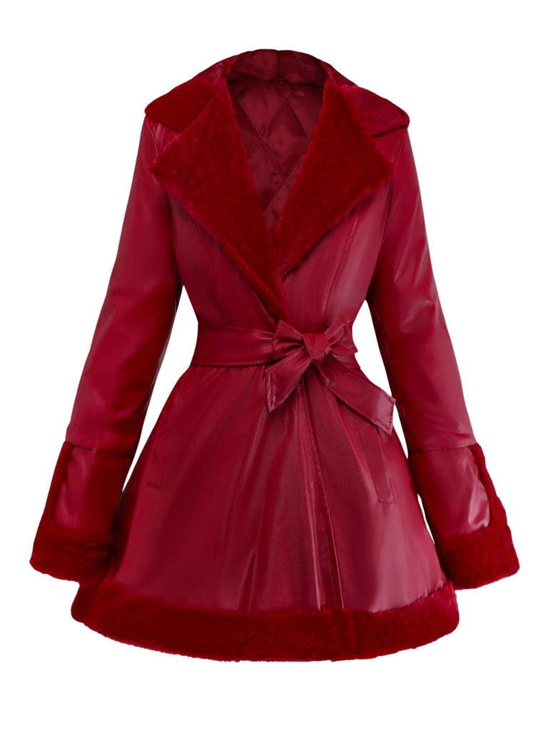 1950s Leather Fur Collar Hooded Coat - vintage fashion, retro style