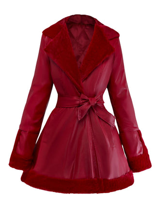 1950s Leather Fur Collar Hooded Coat - vintage fashion, retro style