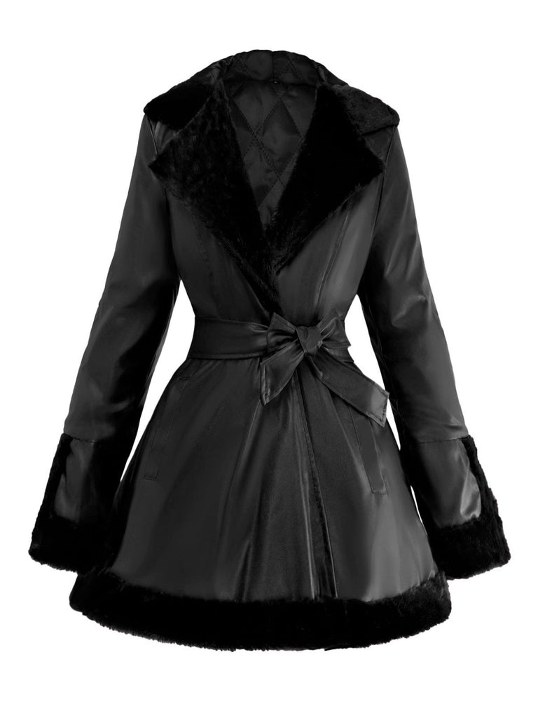 1950s Leather Fur Collar Hooded Coat - vintage fashion, retro style