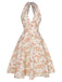1950s-Lemon-Floral-Halter-V-Neck-Dress, vintage, retro, dress