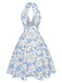 1950s-Lemon-Floral-Halter-V-Neck-Dress, vintage, retro, dress