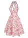 1950s-Lemon-Floral-Halter-V-Neck-Dress, vintage, retro, dress