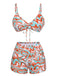 1950s Marble Print Strap Drawstring Swimsuit, vintage swimsuit, pin-up swimwear - perfect for women who love vintage and retro fashion