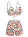 1950s Marble Print Strap Drawstring Swimsuit, vintage swimsuit, pin-up swimwear - perfect for women who love vintage and retro fashion