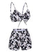 1950s Marble Print Strap Drawstring Swimsuit, vintage swimsuit, pin-up swimwear - perfect for women who love vintage and retro fashion
