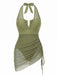 1950s Mesh Halter Tie Waist One Piece Swimsuit