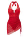 1950s Mesh Halter Tie Waist One Piece Swimsuit 4