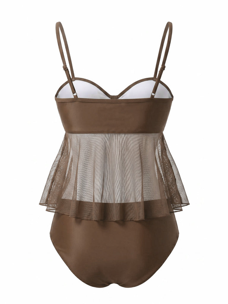 1950s-Mesh-High-Waist-Bow-Tie-Tankini-Set, vintage, retro, swimwear
