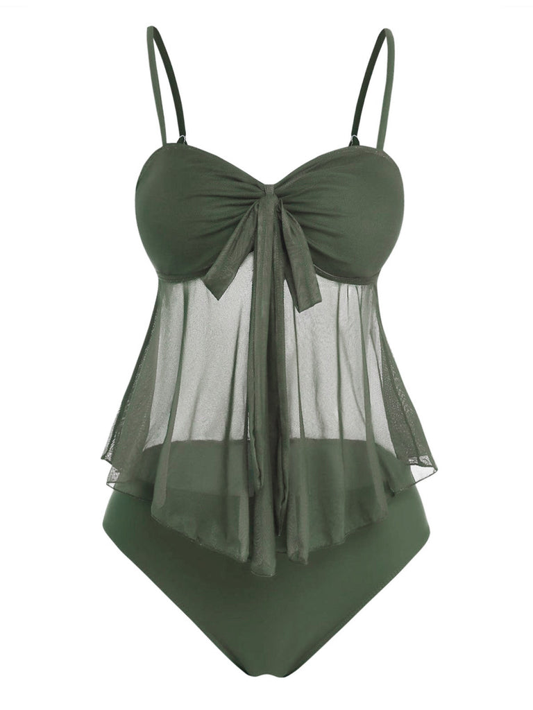 1950s-Mesh-High-Waist-Bow-Tie-Tankini-Set, vintage, retro, swimwear