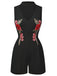 1950s Mock Neck Floral Embroidered Cutout Romper, vintage romper, retro jumpsuit - perfect for women who love vintage and retro fashion