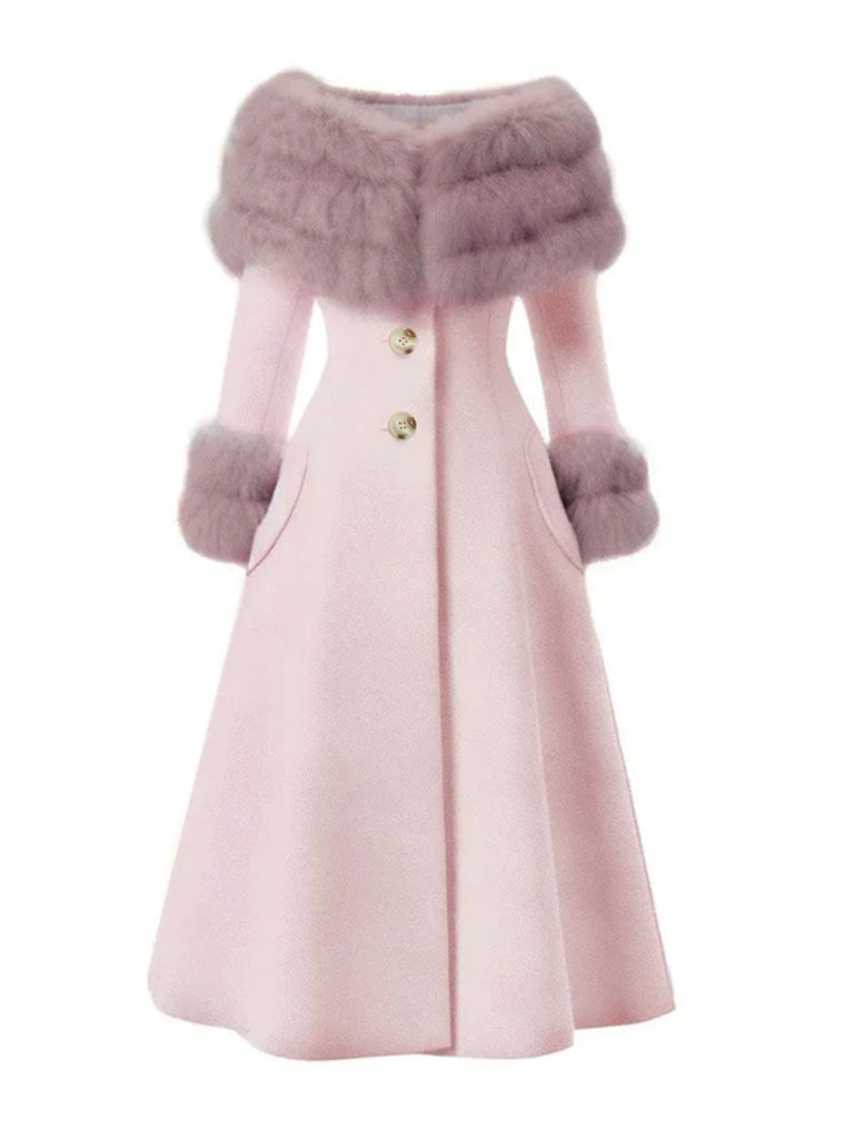 1950s Multi-Layer Fur Collar Patchwork Coat - vintage fashion, retro style