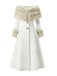 Cream 1950s Multi-Layer Fur Collar Patchwork Coat, vintage coat, retro outerwear - perfect for women who love vintage and retro fashion