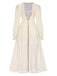 2PCS Apricot 1950s Floral Straps Slit Nightgown & Robe - vintage nightgown, retro sleepwear