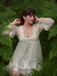 2PCS Apricot 1950s Floral Straps Slit Nightgown & Robe - vintage nightgown, retro sleepwear