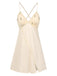 2PCS Apricot 1950s Floral Straps Slit Nightgown & Robe - vintage nightgown, retro sleepwear