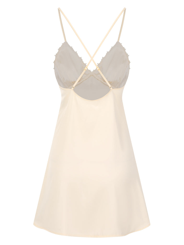 2PCS Apricot 1950s Floral Straps Slit Nightgown & Robe - vintage nightgown, retro sleepwear