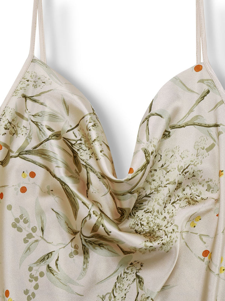 2PCS 1950s Floral Straps Satin Nightgown & Matching Robe - vintage nightgown, retro sleepwear