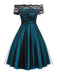 1950s Off Shoulder Lace Swing Dress, classic 1950s style elegant retro fashion - Image 5