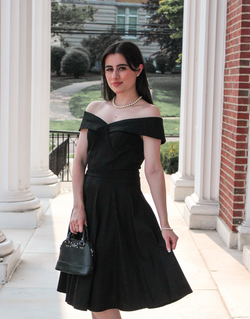 1950s Off Shoulder Swing Dress — vintage elegance for the modern woman
