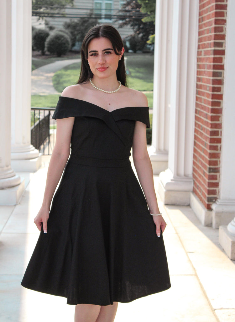 1950s Off Shoulder Swing Dress: timeless style reimagined