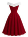 1950s Off-Shoulder Sleeveless ColorBlock Dress - vintage dress, retro fashion, rockabilly