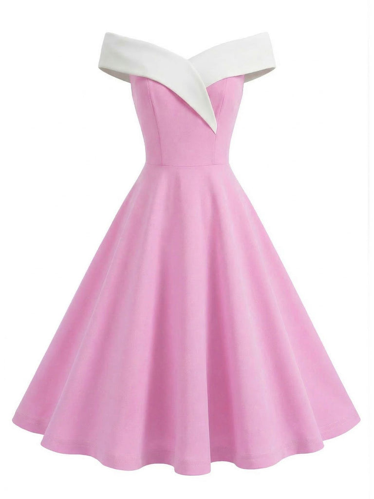1950s Off-Shoulder Sleeveless ColorBlock Dress, vintage dress, retro fashion, rockabilly, pin-up fashion - perfect for women who love vintage and retro fashion