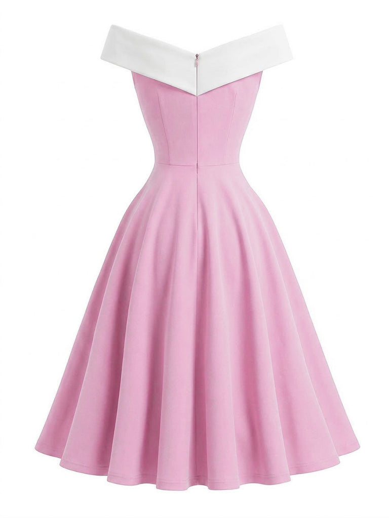 1950s Off-Shoulder Sleeveless ColorBlock Dress, vintage dress, retro fashion, rockabilly, pin-up fashion - perfect for women who love vintage and retro fashion