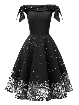 1950s Off-shoulder Snowflake Dress — vintage elegance for the modern woman