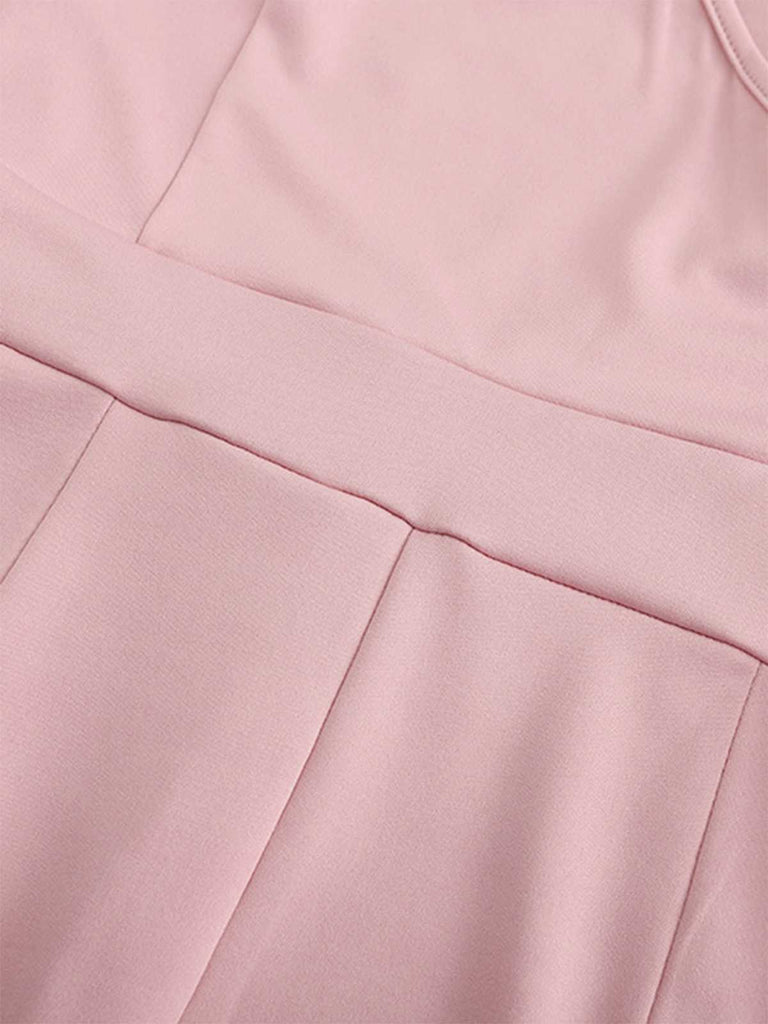 1950s One Shoulder Ruffles Solid Romper — 1950s vintage charm for her modern wardrobe