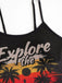 1950s Palm Tree Spaghetti Strap Mesh Tankini Set - vintage fashion, retro style