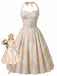 [Pre-Sale] 1950s Pastel Cherry Print Halter Belted Swing Dress, vintage dress, retro fashion, rockabilly, pin-up fashion - perfect for women who love vintage and retro fashion