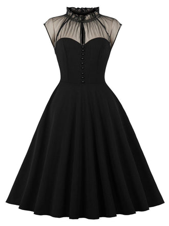 1950s Patchwork Flying Sleeves Swing Dress: timeless style reimagined