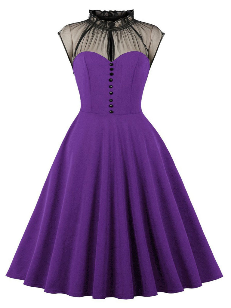 1950s Patchwork Flying Sleeves Swing Dress: timeless style reimagined