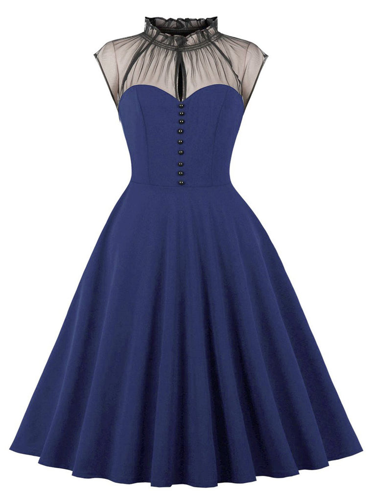 1950s Patchwork Flying Sleeves Swing Dress: timeless style reimagined