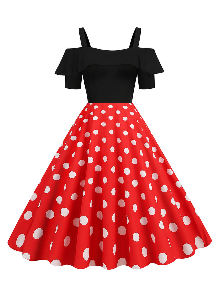 1950s Patchwork Polka Dot Strap Dress: where 1950s romance meets her modern spirit