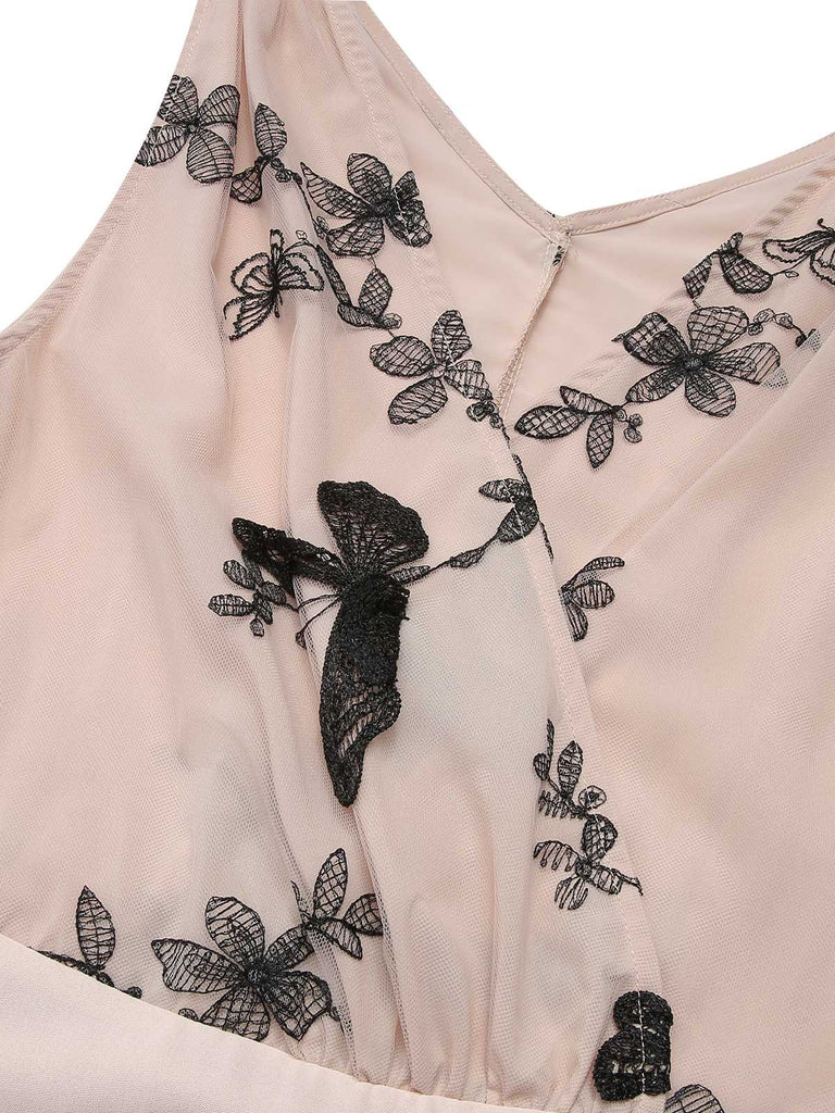 1950s Pink Butterfly Sleeveless Dress With Belt - vintage dress, retro fashion, rockabilly
