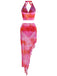 Pink 1950s Gradient Halter Tankini Set & Asymmetric Cover-Up - vintage fashion, retro style