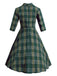 1950s Plaid Button Swing Dress, classic 1950s style elegant retro fashion - Image 2