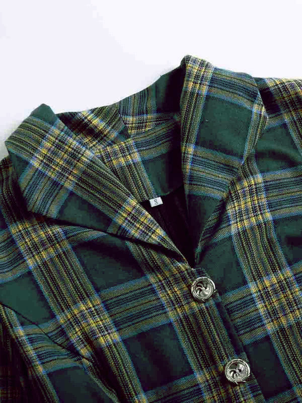 1950s Plaid Button Swing Dress, classic 1950s style elegant retro fashion - Image 4