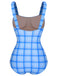 1950s Plaid Elastic Gathers One-Piece Swimsuit, vintage swimsuit, pin-up swimwear - perfect for women who love vintage and retro fashion