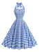 1950s Plaid Halter Sweetheart Neck Dress - vintage dress, retro fashion, rockabilly